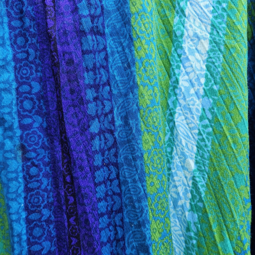 Vintage Vibrant Blue and Green Striped Kaftan - Picture 5 of 7